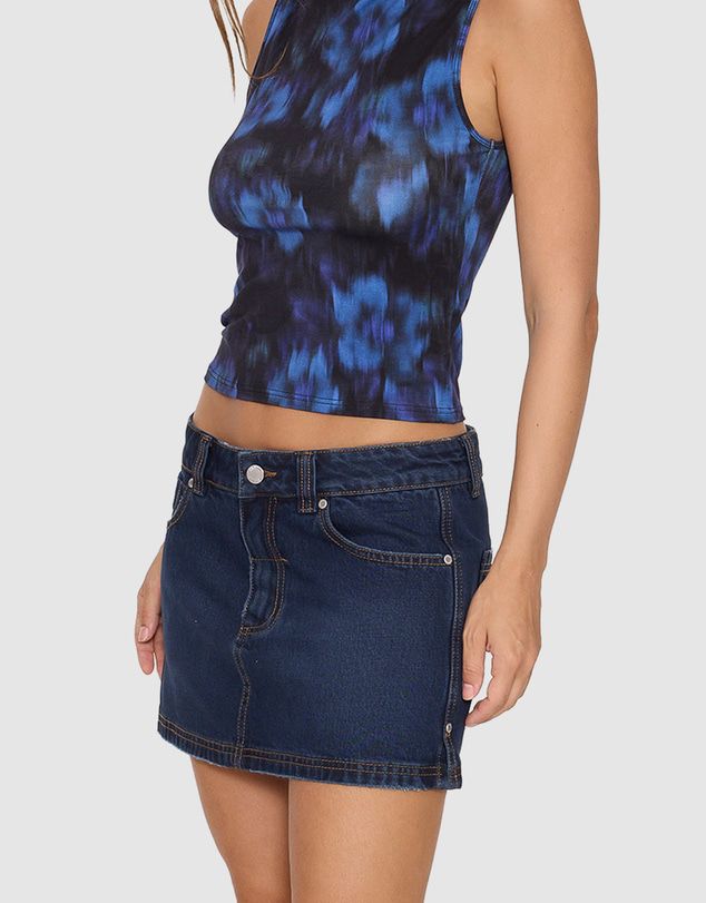 THRILLS WOMENS RAMONA MID RISE MICRO SKIRT - MIDNIGHT TORQUE BLUE