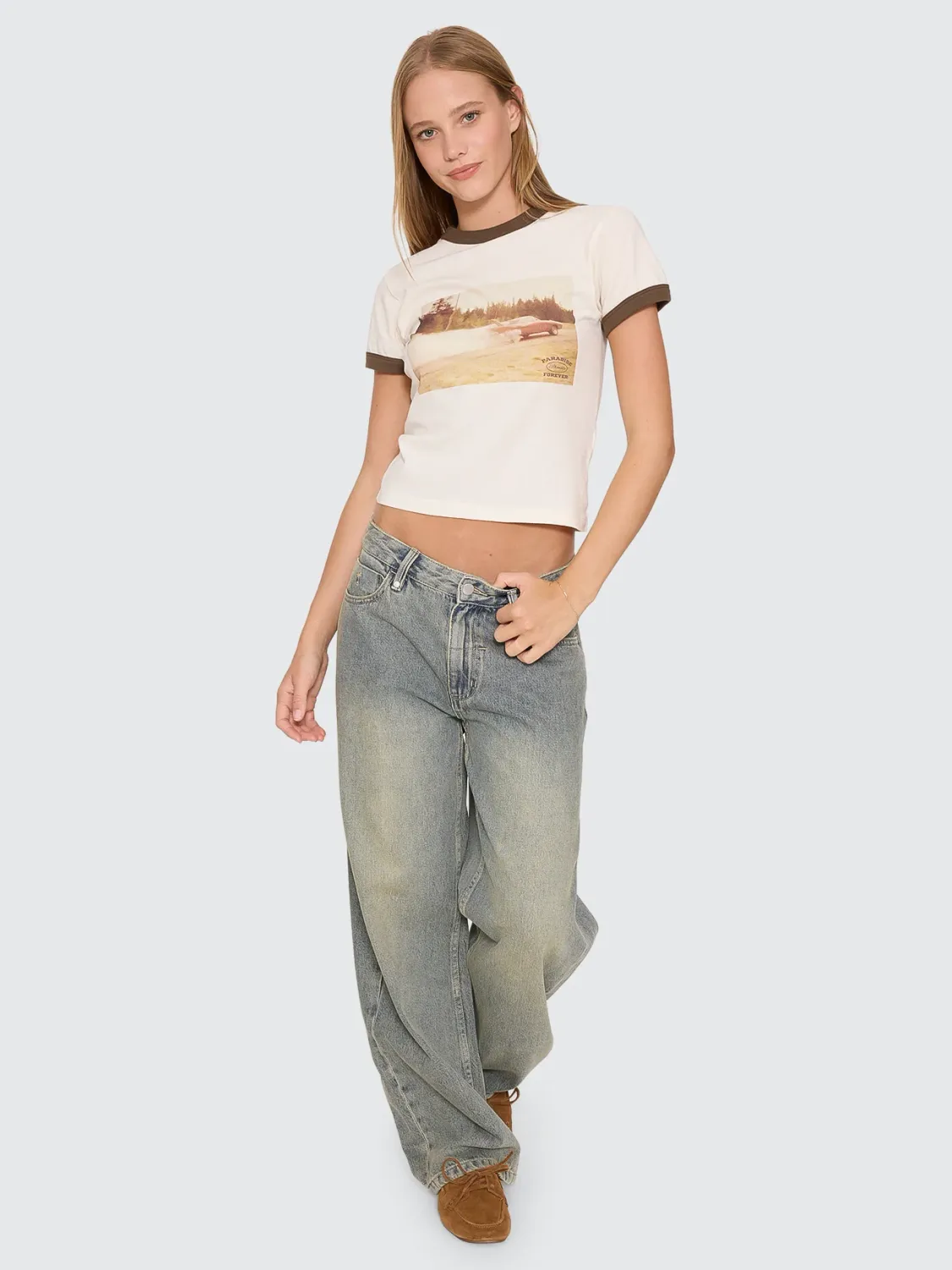 THRILLS WOMENS SLOANE LOW RISE BARREL JEAN - GRANITE GREEN TINT