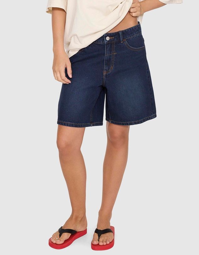 THRILLS WOMENS BILLIE LOW RISE BAGGY SHORT - MIDNIGHT TORQUE BLUE