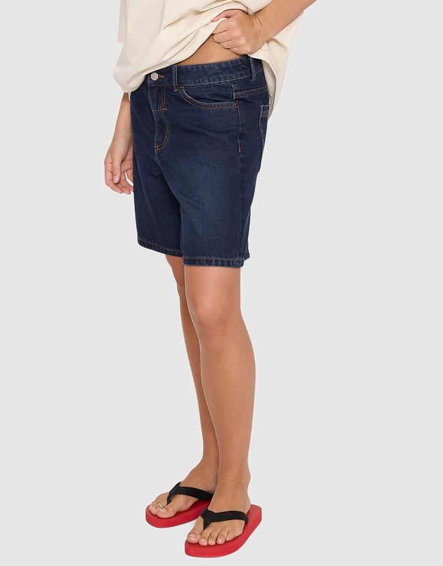 THRILLS WOMENS BILLIE LOW RISE BAGGY SHORT - MIDNIGHT TORQUE BLUE