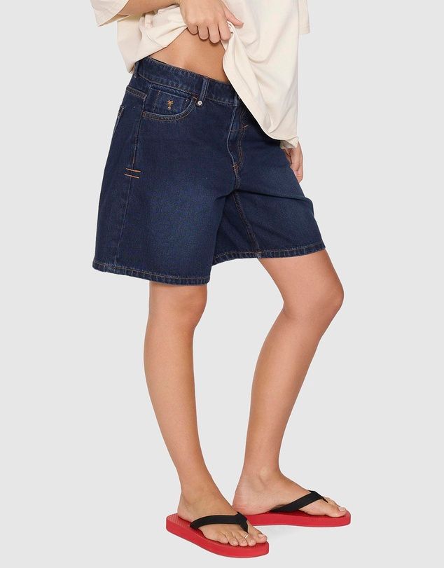 THRILLS WOMENS BILLIE LOW RISE BAGGY SHORT - MIDNIGHT TORQUE BLUE