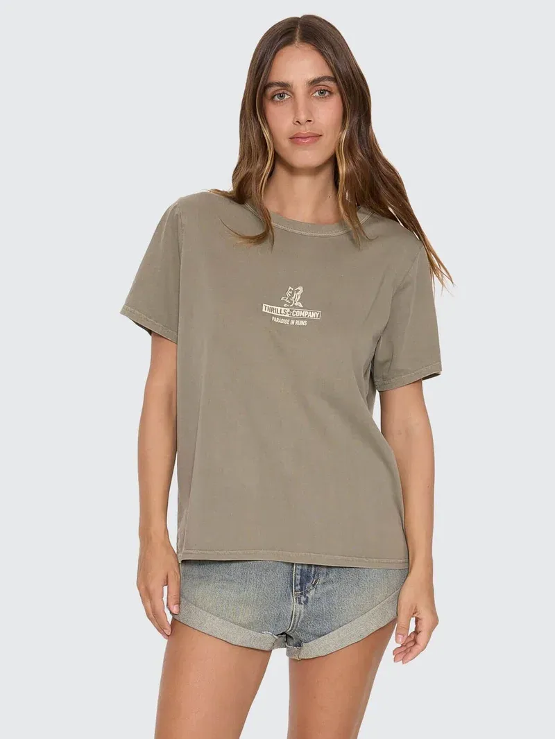 THRILLS WOMENS RISEN RELAXED TEE - OLIVE