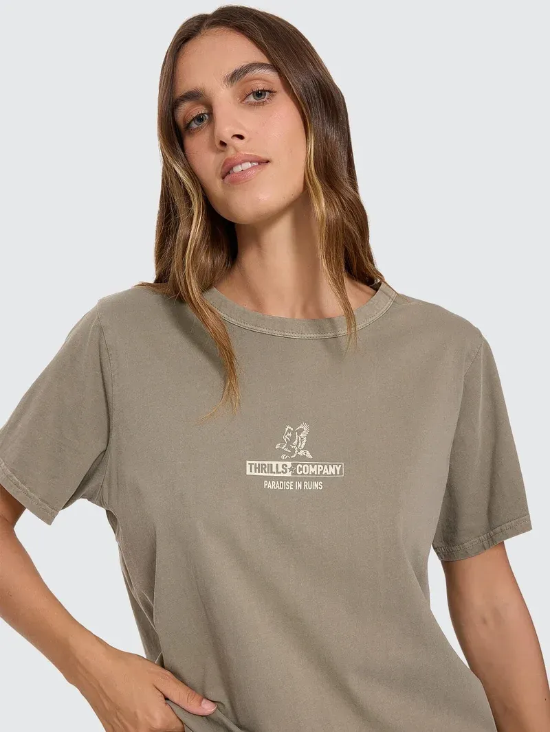 THRILLS WOMENS RISEN RELAXED TEE - OLIVE