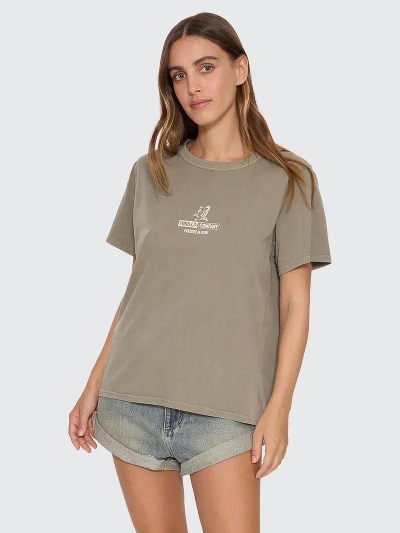 THRILLS WOMENS RISEN RELAXED TEE - OLIVE