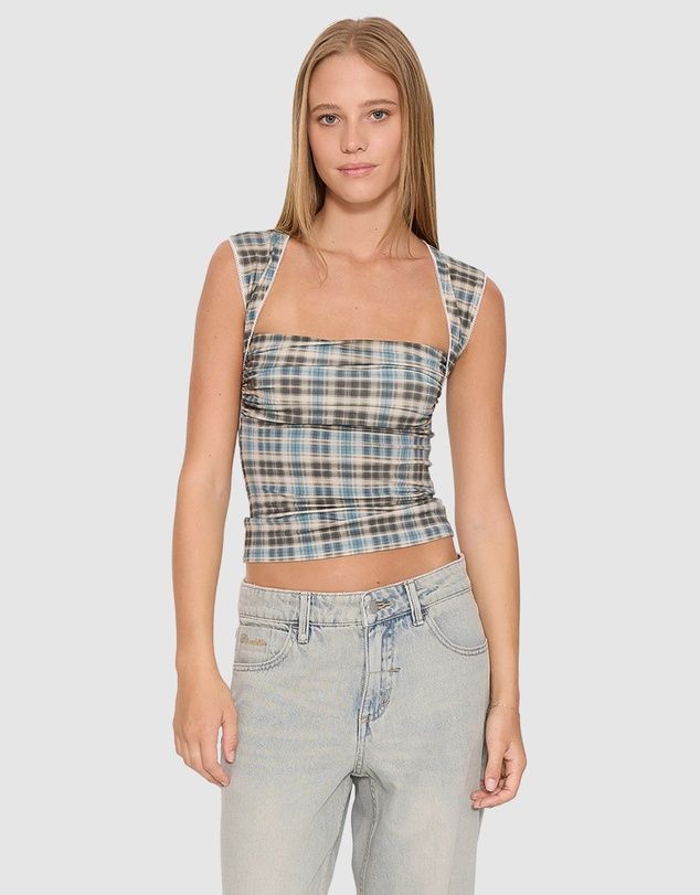THRILLS WOMENS DESERT REVERB WESTWOOD TOP - DUSTY BLUE