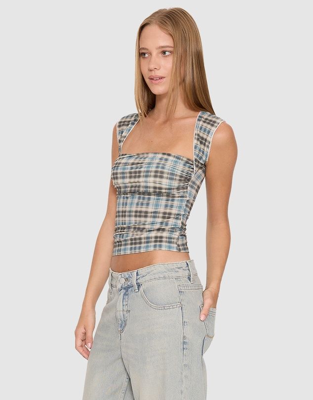 THRILLS WOMENS DESERT REVERB WESTWOOD TOP - DUSTY BLUE