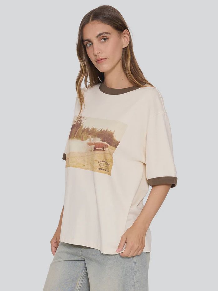 THRILLS WOMENS LAST STOP BOX FIT TEE - HERITAGE WHITE