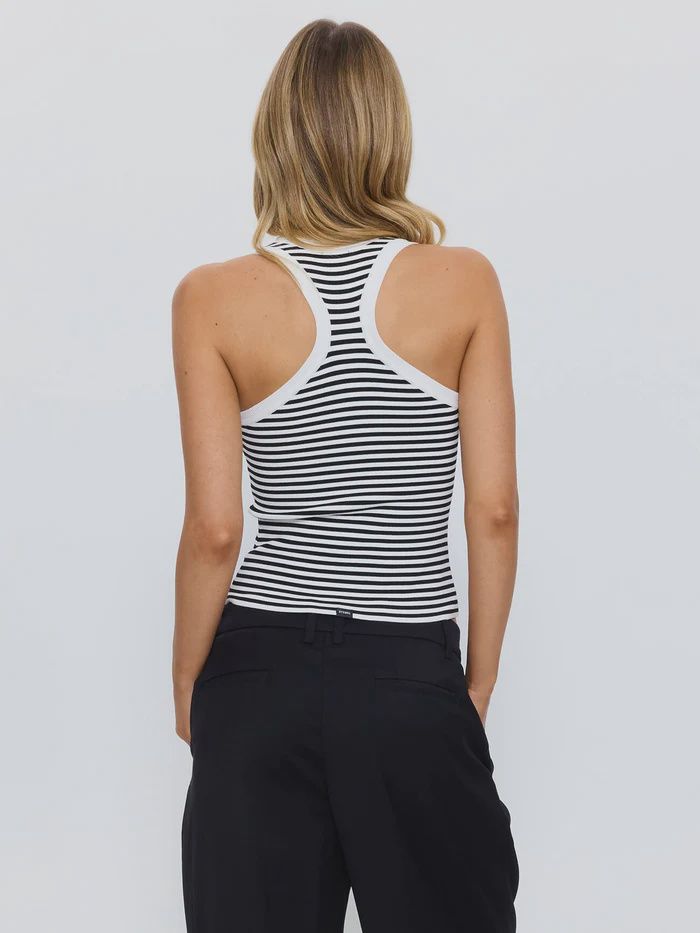 THRILLS WOMENS ASTRA V NECK TANK - BLACK STRIPE