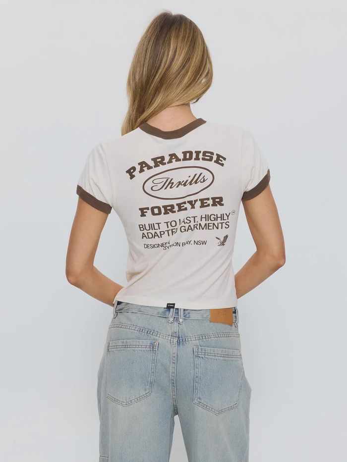 THRILLS WOMENS LAST STOP RINGER BOY TEE - HERITAGE WHITE