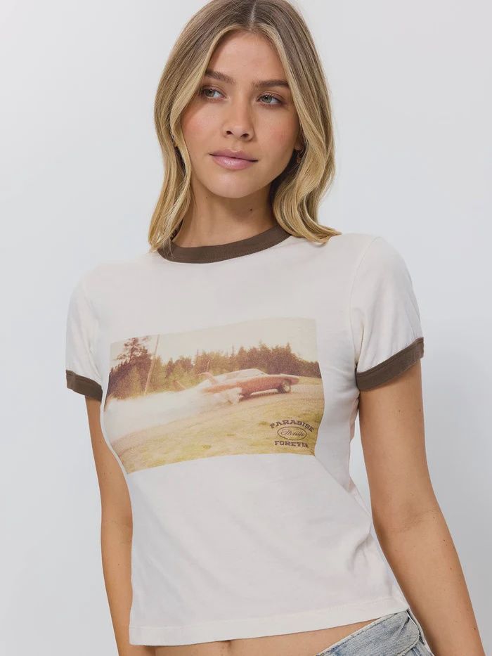 THRILLS WOMENS LAST STOP RINGER BOY TEE - HERITAGE WHITE
