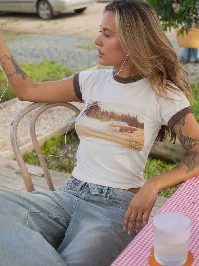 THRILLS WOMENS LAST STOP RINGER BOY TEE - HERITAGE WHITE