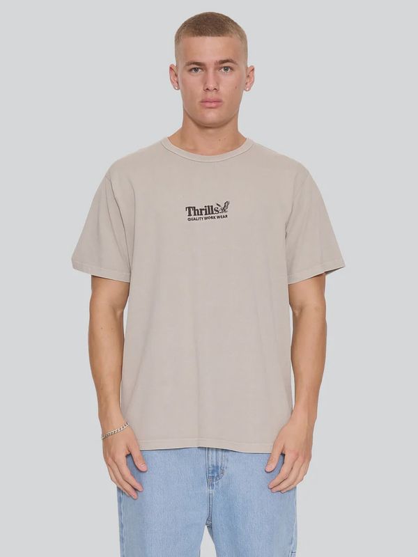 THRILLS MENS THRILLS WORKWEAR EMBRO MERCH TEE - PUMICE STONE