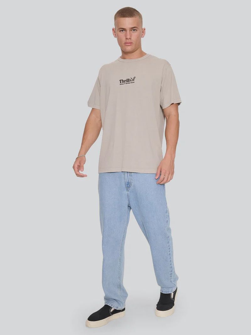 THRILLS MENS THRILLS WORKWEAR EMBRO MERCH TEE - PUMICE STONE