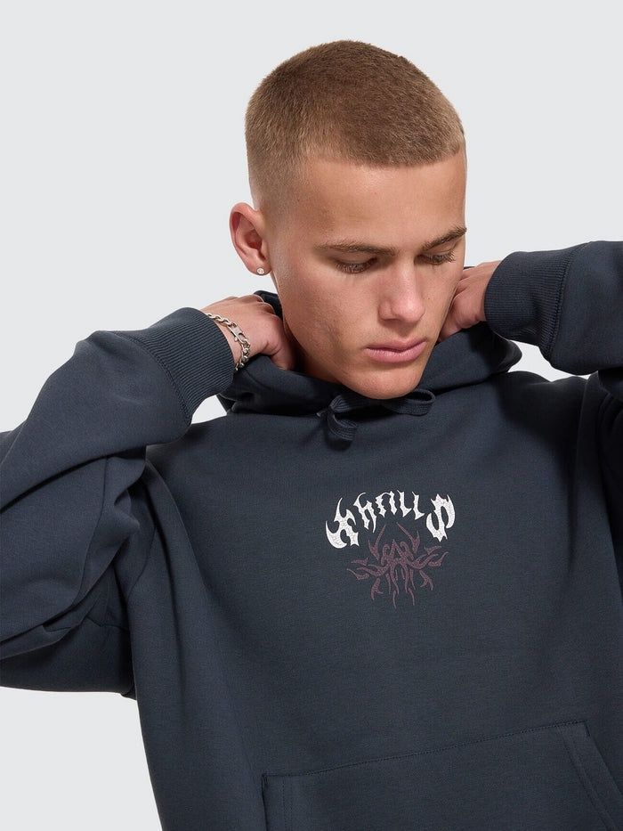 THRILLS MENS STAGGER SLOUCH PULL ON CROPPED HOOD - PETROL