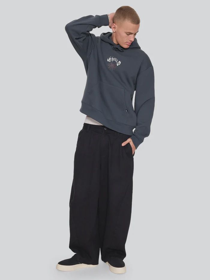 THRILLS MENS STAGGER SLOUCH PULL ON CROPPED HOOD - PETROL