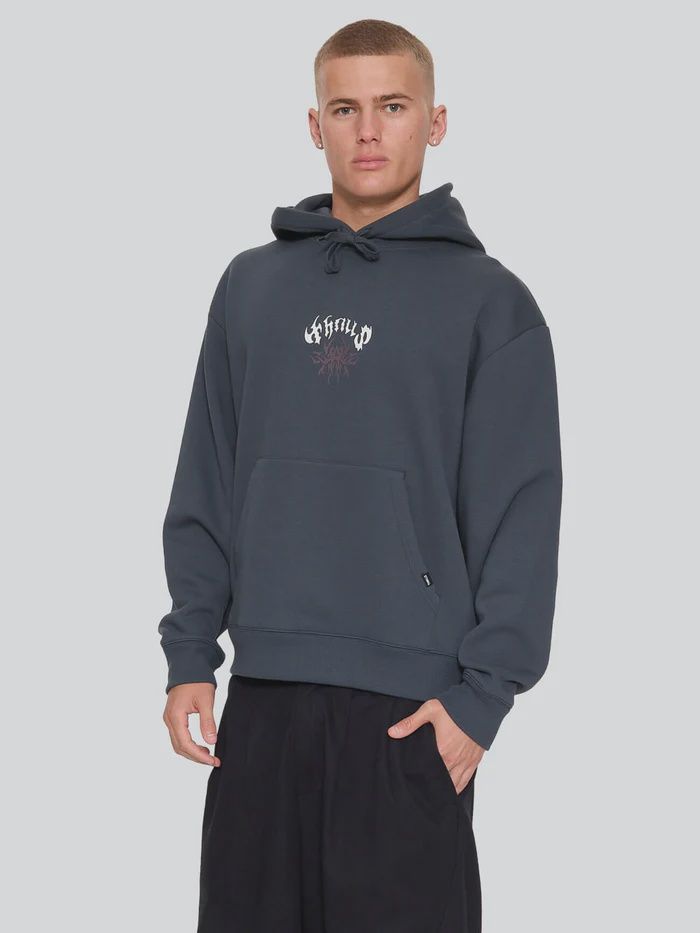 THRILLS MENS STAGGER SLOUCH PULL ON CROPPED HOOD - PETROL