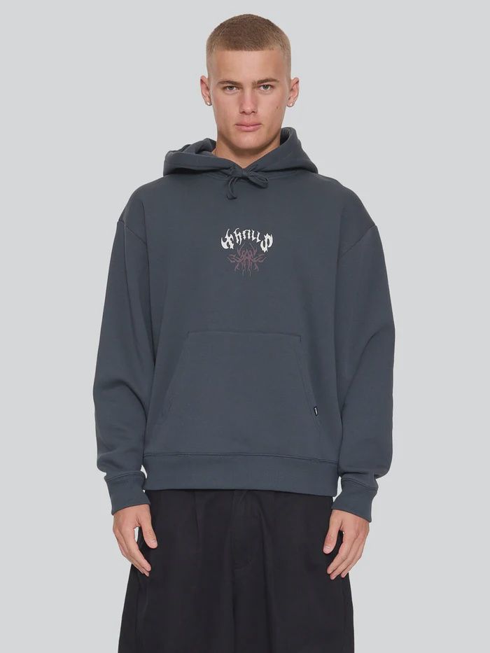 THRILLS MENS STAGGER SLOUCH PULL ON CROPPED HOOD - PETROL