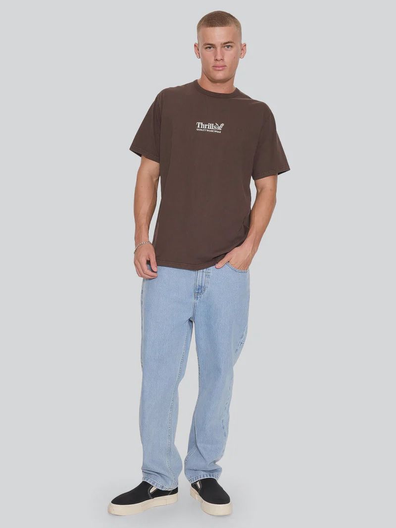 THRILLS MENS THRILLS WORKWEAR EMBRO MERCH TEE - POSTAL BROWN