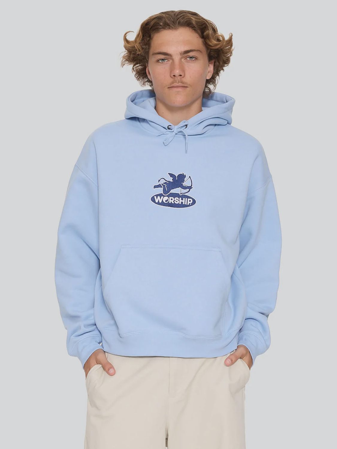 WORSHIP MENS SHADOW CHERUB PULLOVER HOOD - DREAM BLUE
