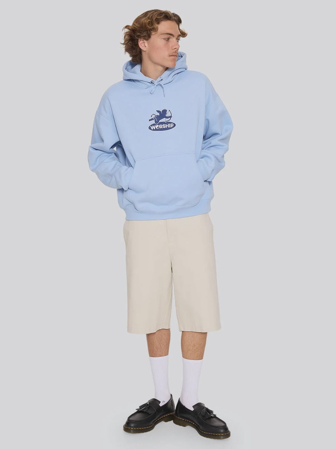 WORSHIP MENS SHADOW CHERUB PULLOVER HOOD - DREAM BLUE