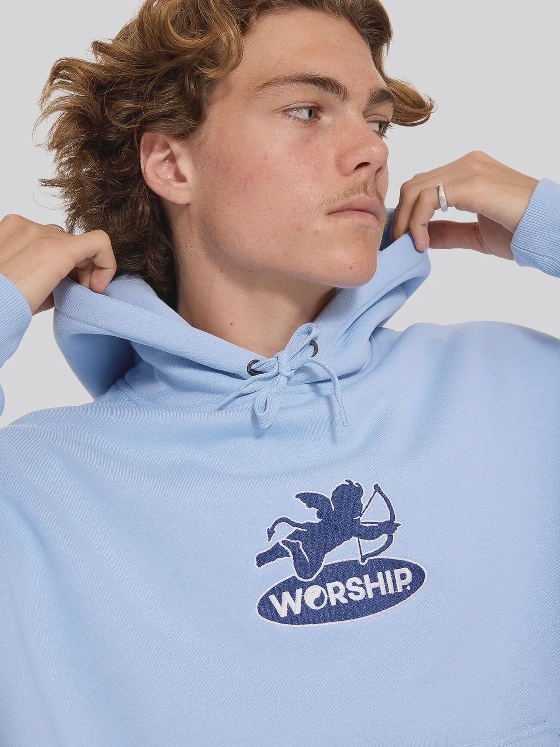 WORSHIP MENS SHADOW CHERUB PULLOVER HOOD - DREAM BLUE