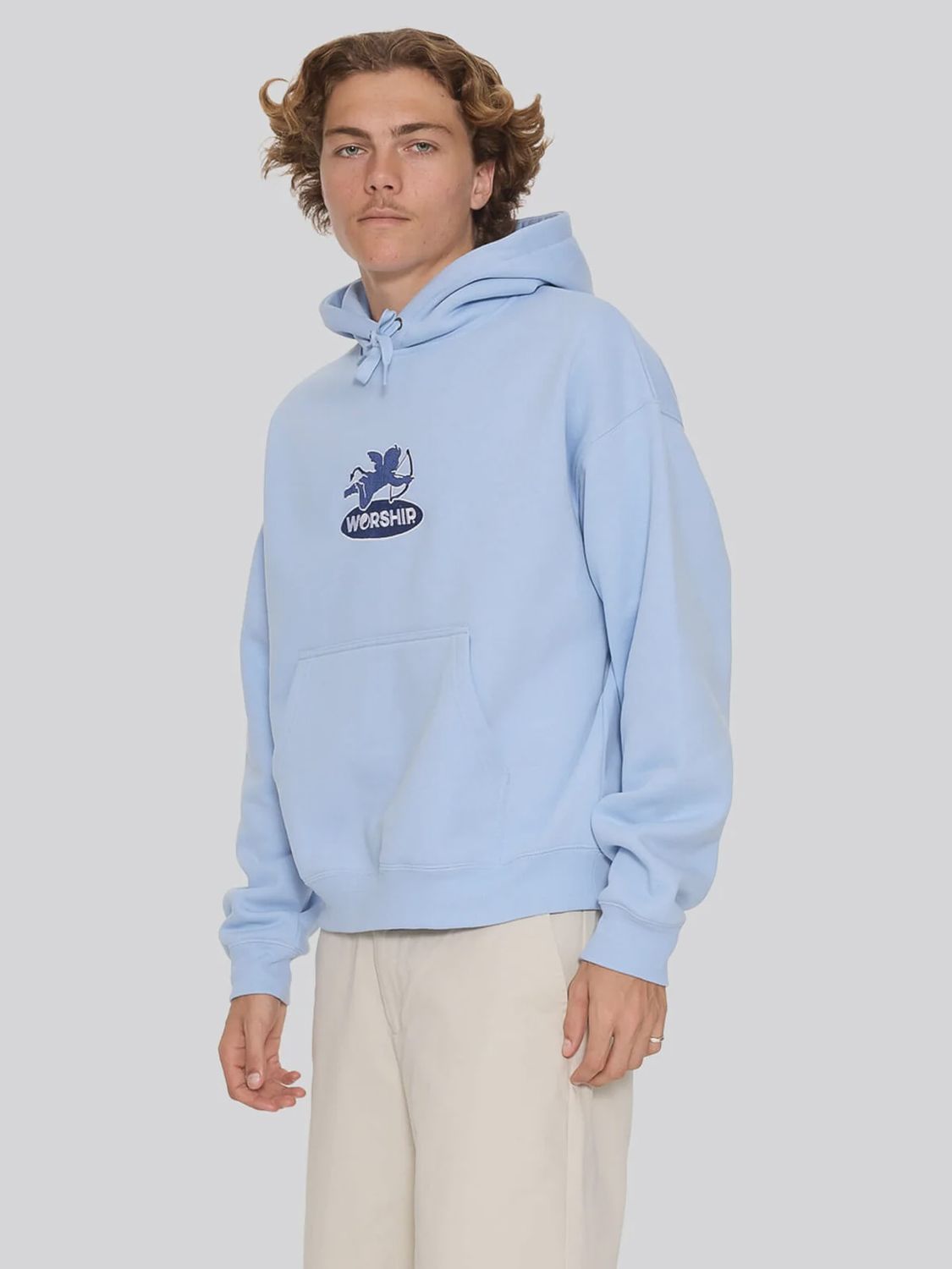 WORSHIP MENS SHADOW CHERUB PULLOVER HOOD - DREAM BLUE
