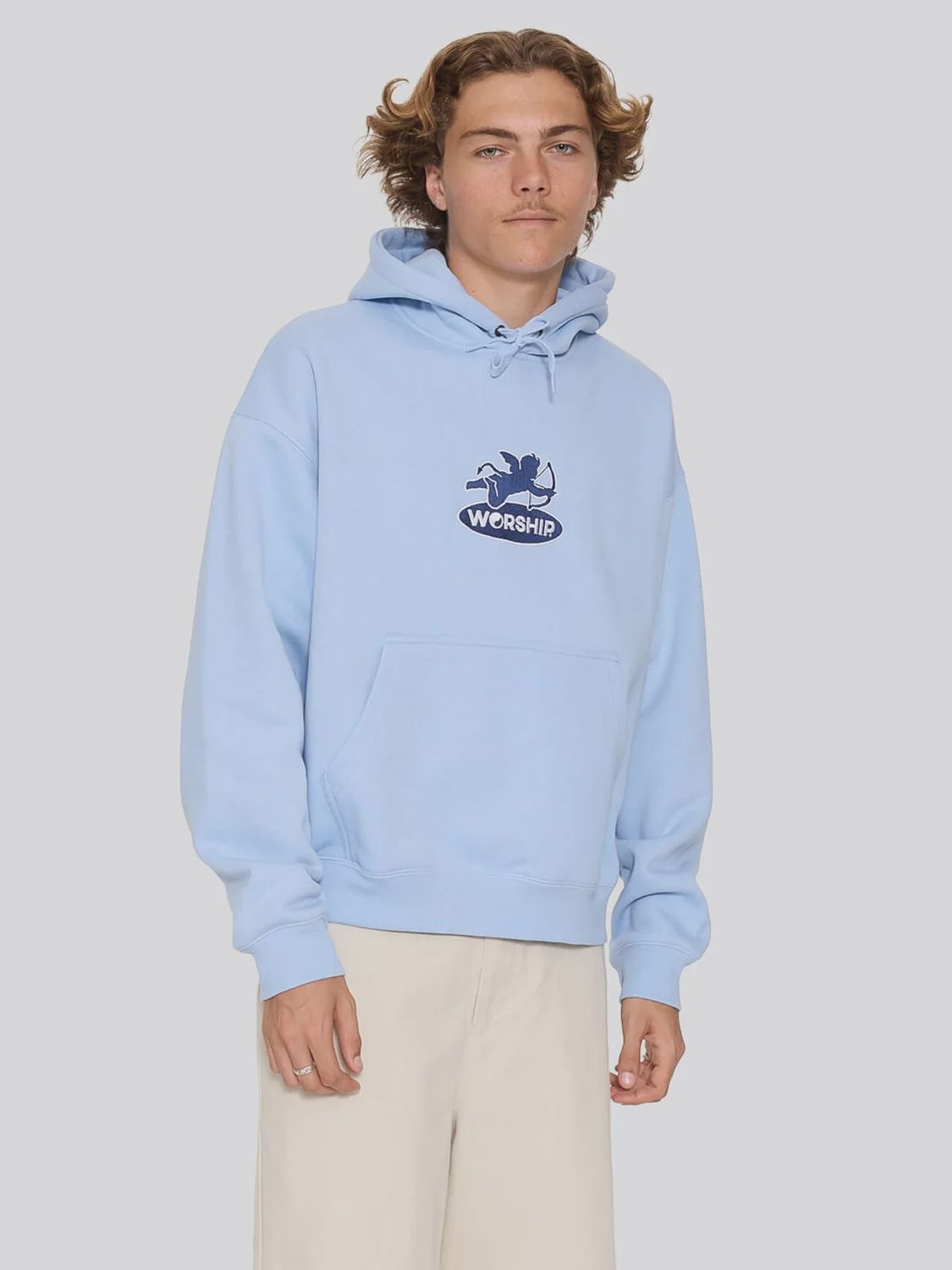 WORSHIP MENS SHADOW CHERUB PULLOVER HOOD - DREAM BLUE