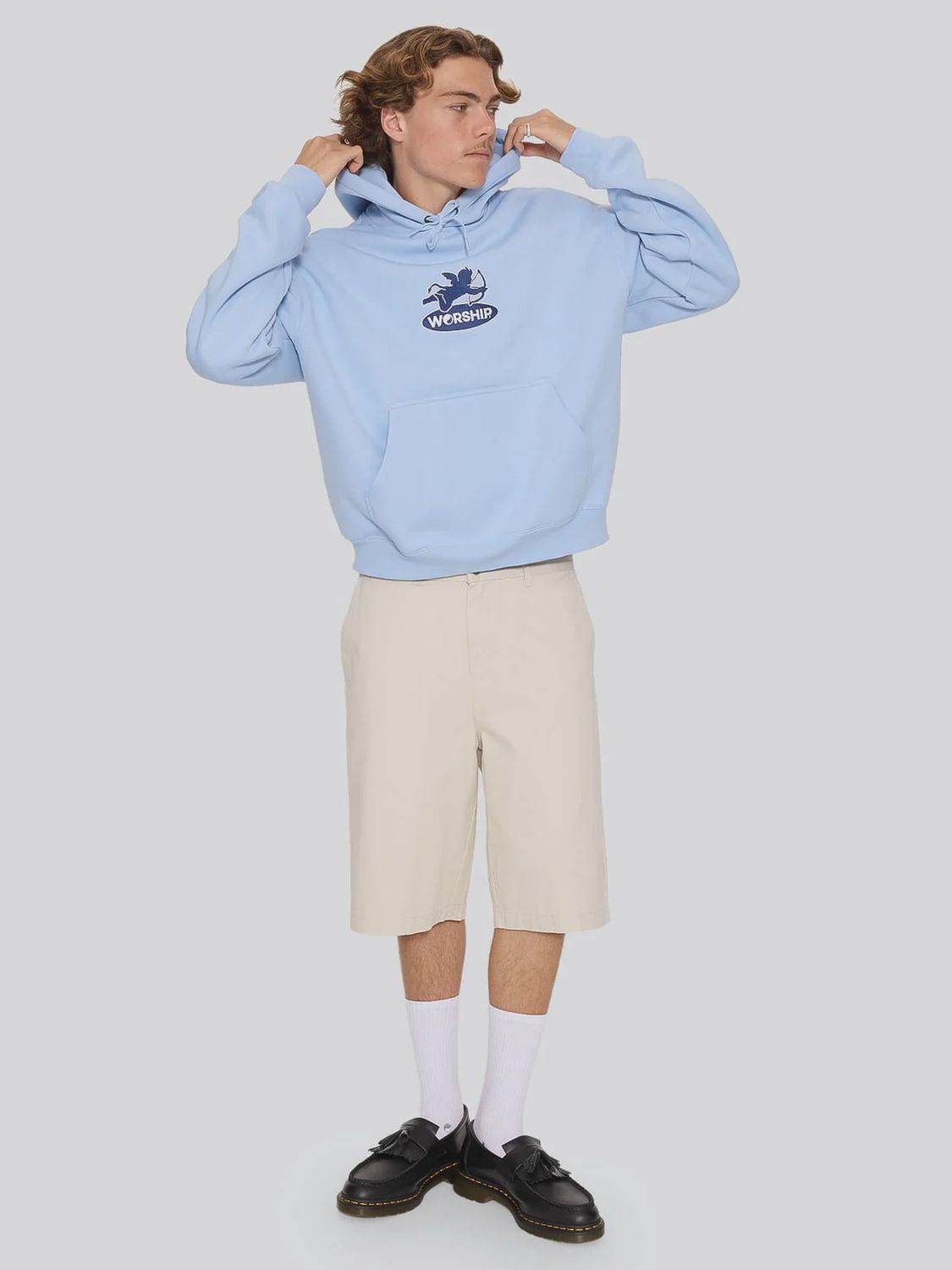 WORSHIP MENS SHADOW CHERUB PULLOVER HOOD - DREAM BLUE