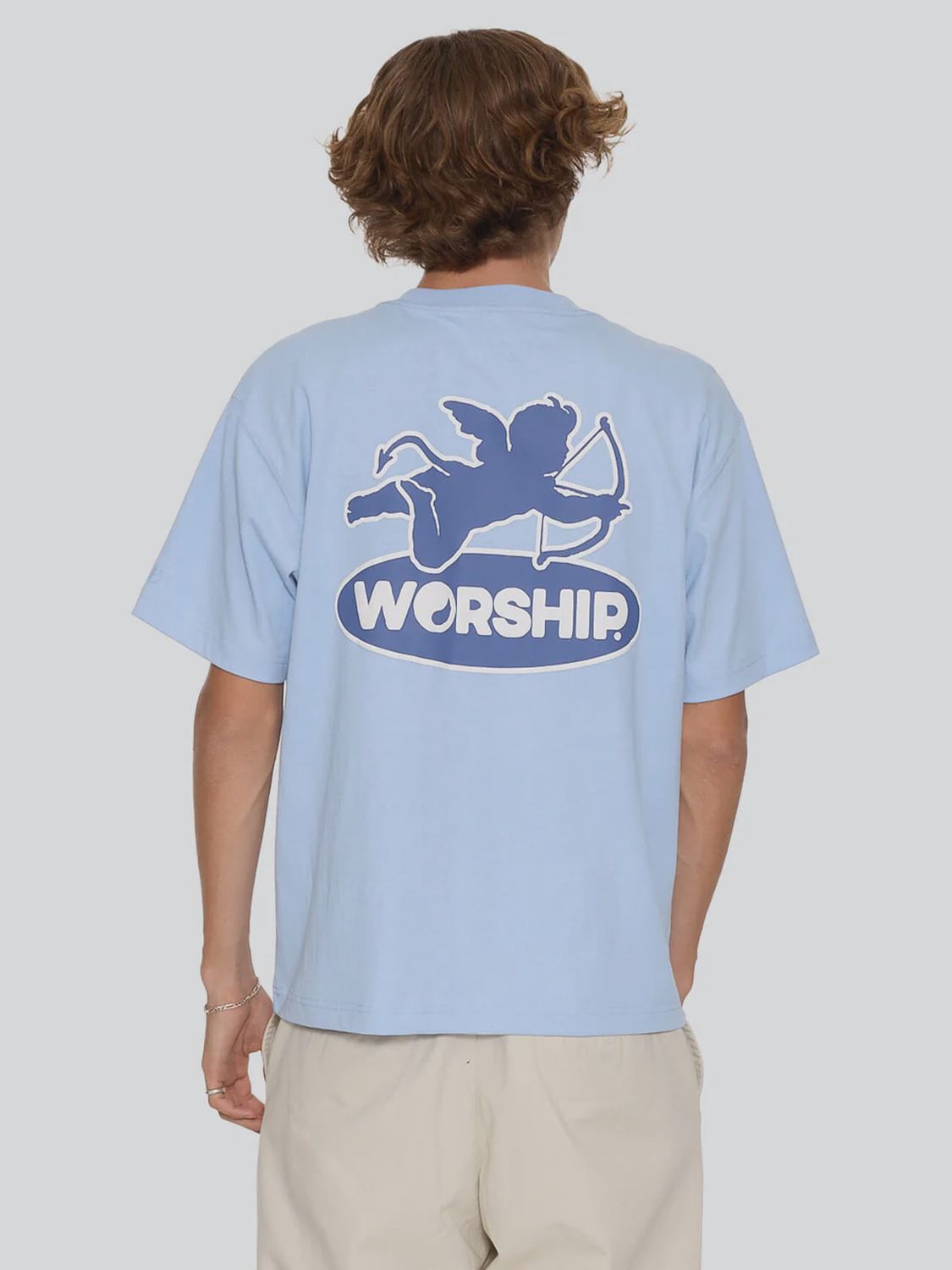 WORSHIP MENS SHADOW CHERUB TEE - DREAM BLUE