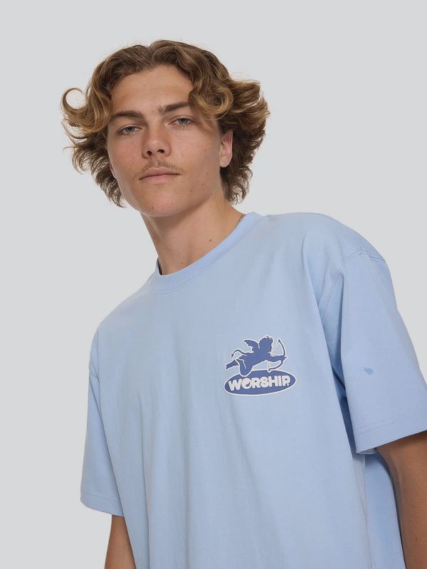 WORSHIP MENS SHADOW CHERUB TEE - DREAM BLUE
