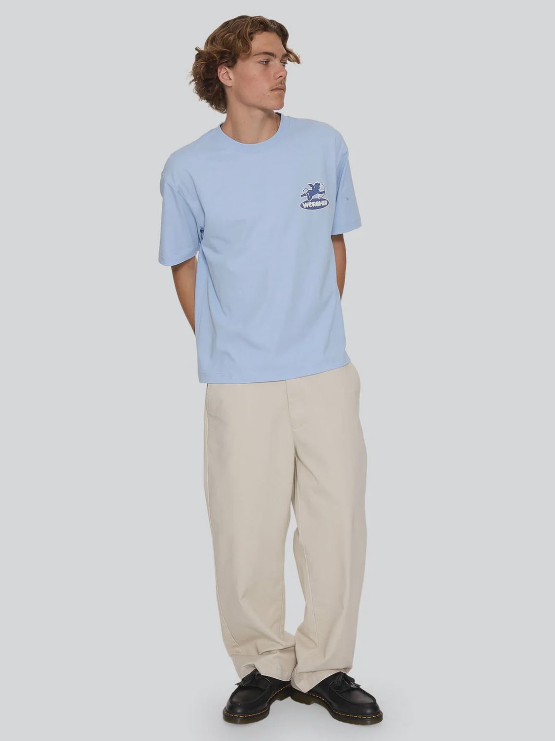 WORSHIP MENS SHADOW CHERUB TEE - DREAM BLUE