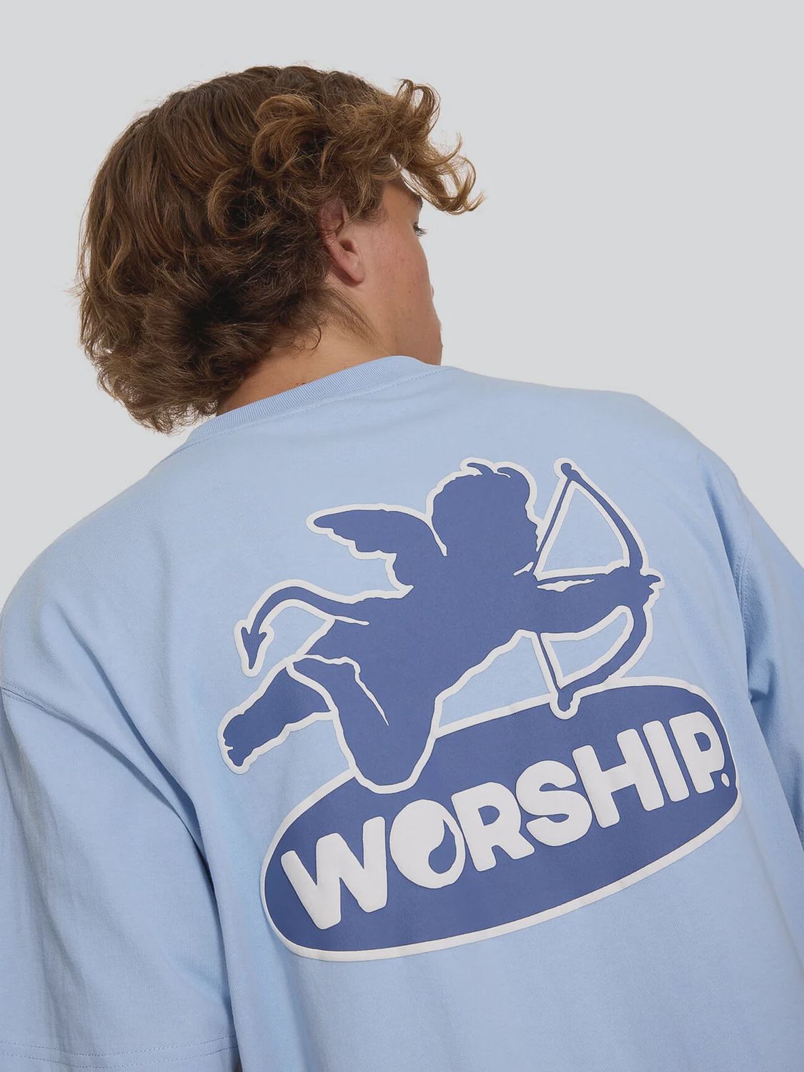 WORSHIP MENS SHADOW CHERUB TEE - DREAM BLUE