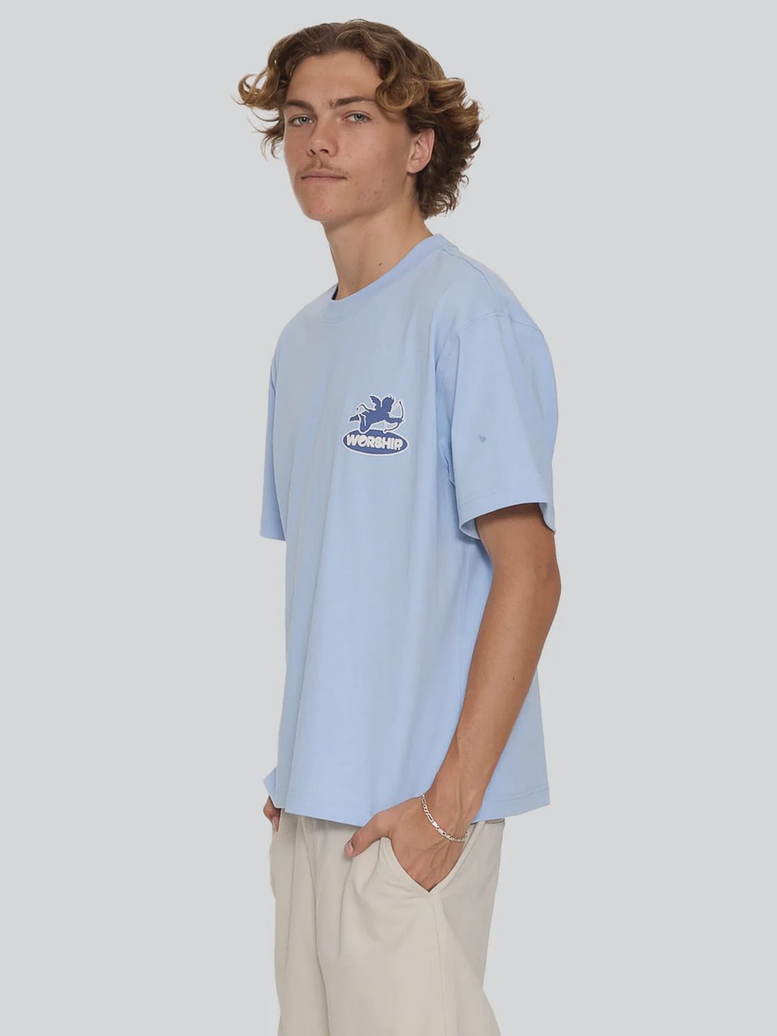 WORSHIP MENS SHADOW CHERUB TEE - DREAM BLUE