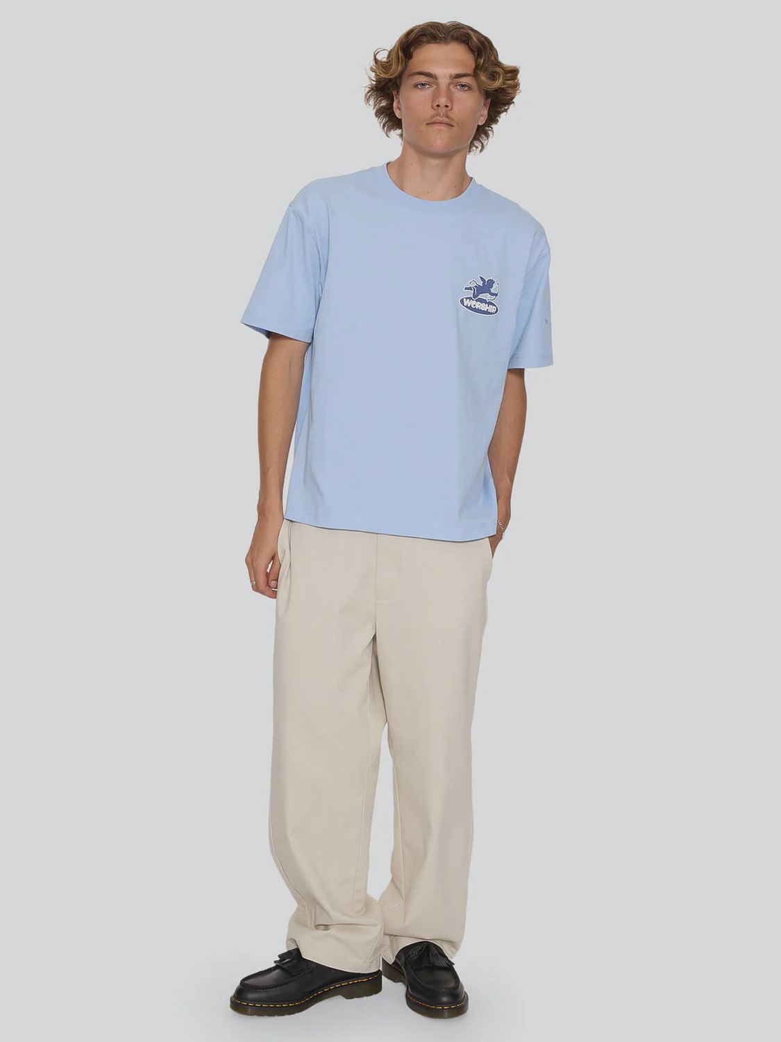 WORSHIP MENS SHADOW CHERUB TEE - DREAM BLUE
