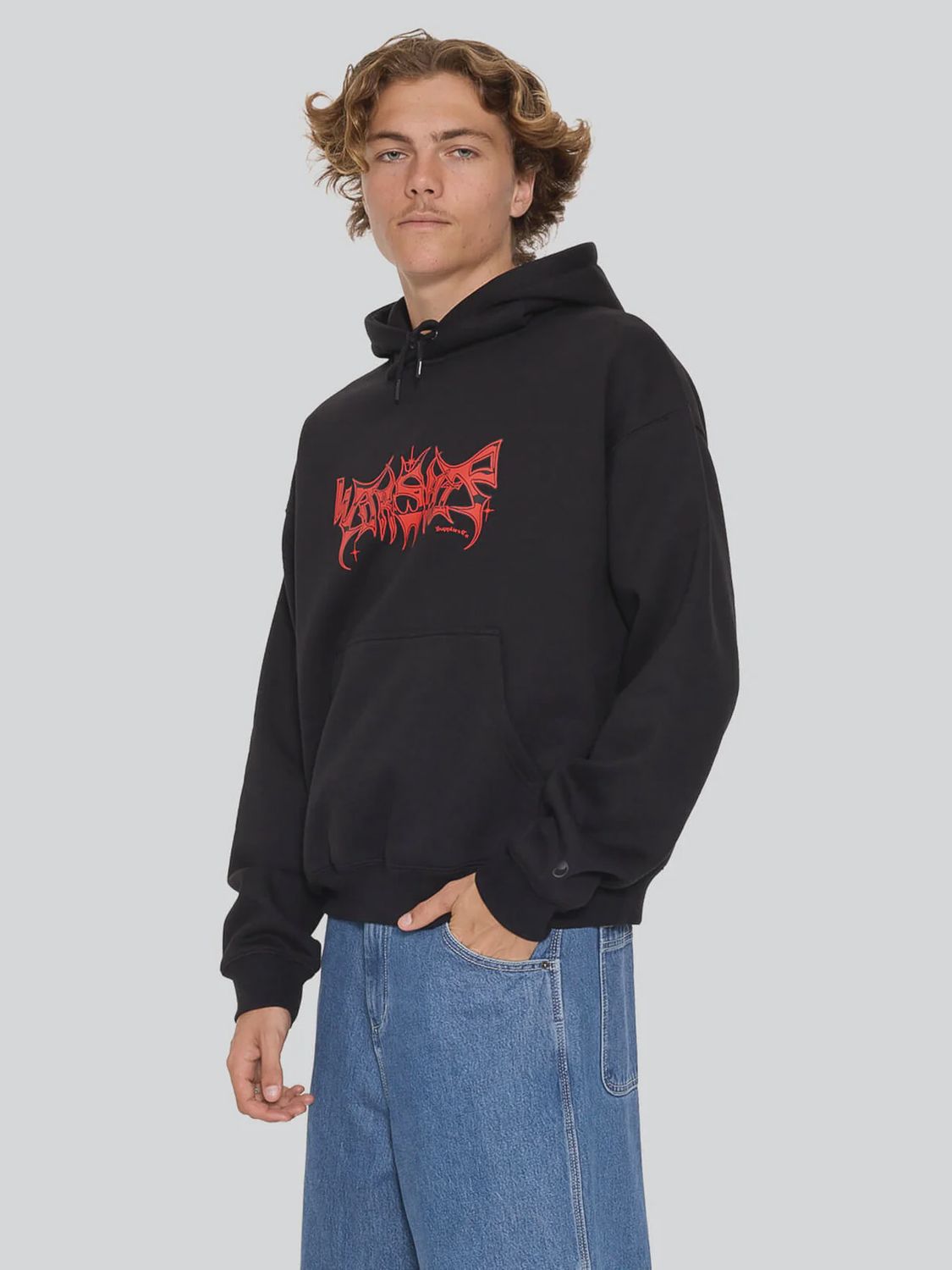 WORSHIP MENS OBSIDIAN PULLOVER HOOD - BLACK