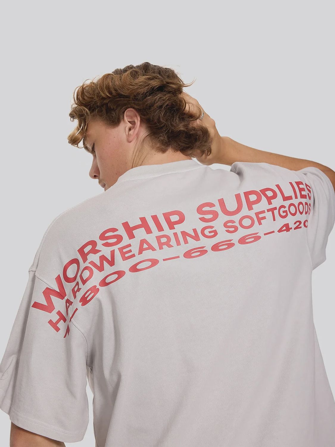 WORSHIP MENS DATA POINT BOX CROP TEE - VAPOUR GREY