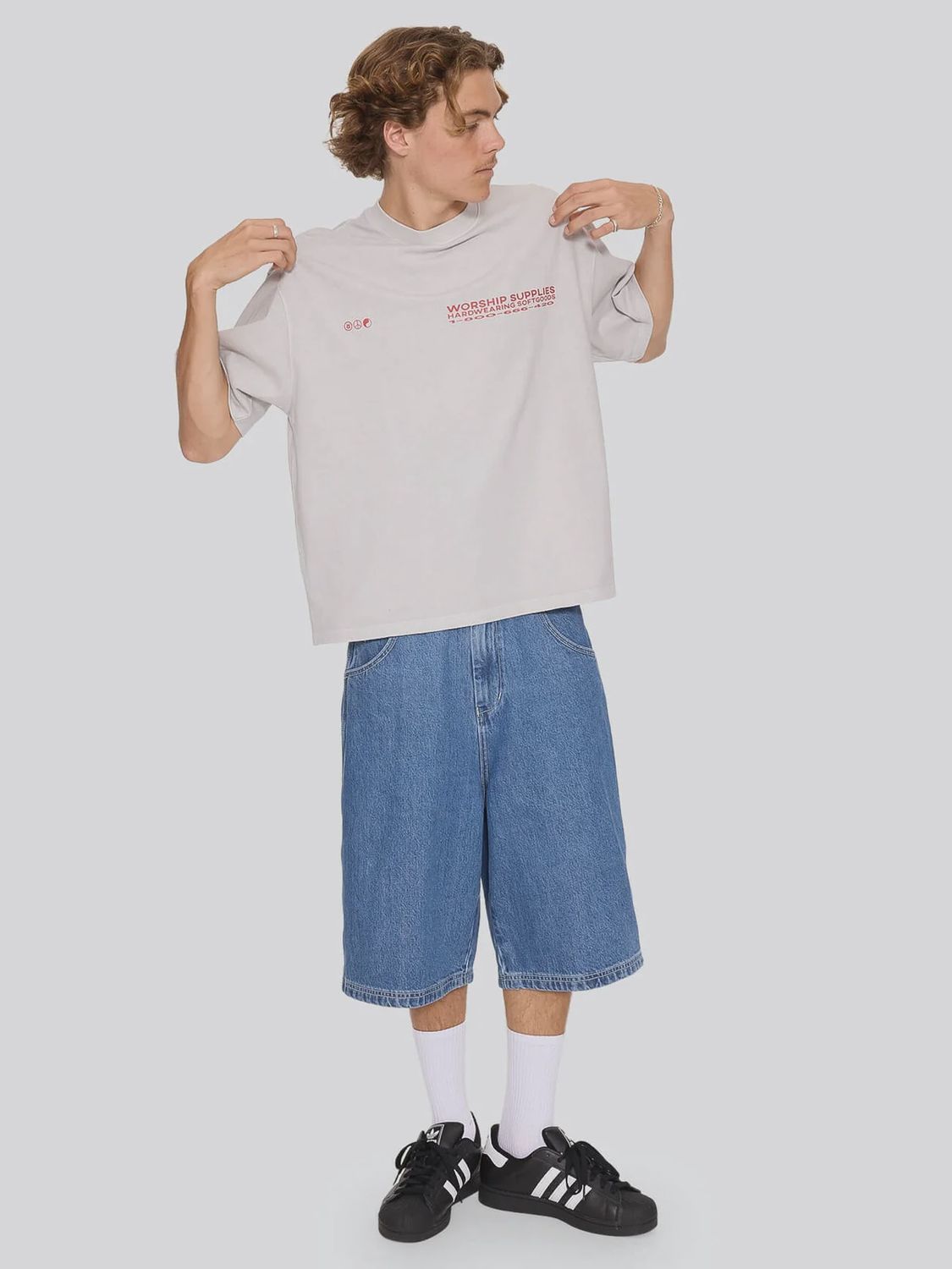 WORSHIP MENS DATA POINT BOX CROP TEE - VAPOUR GREY