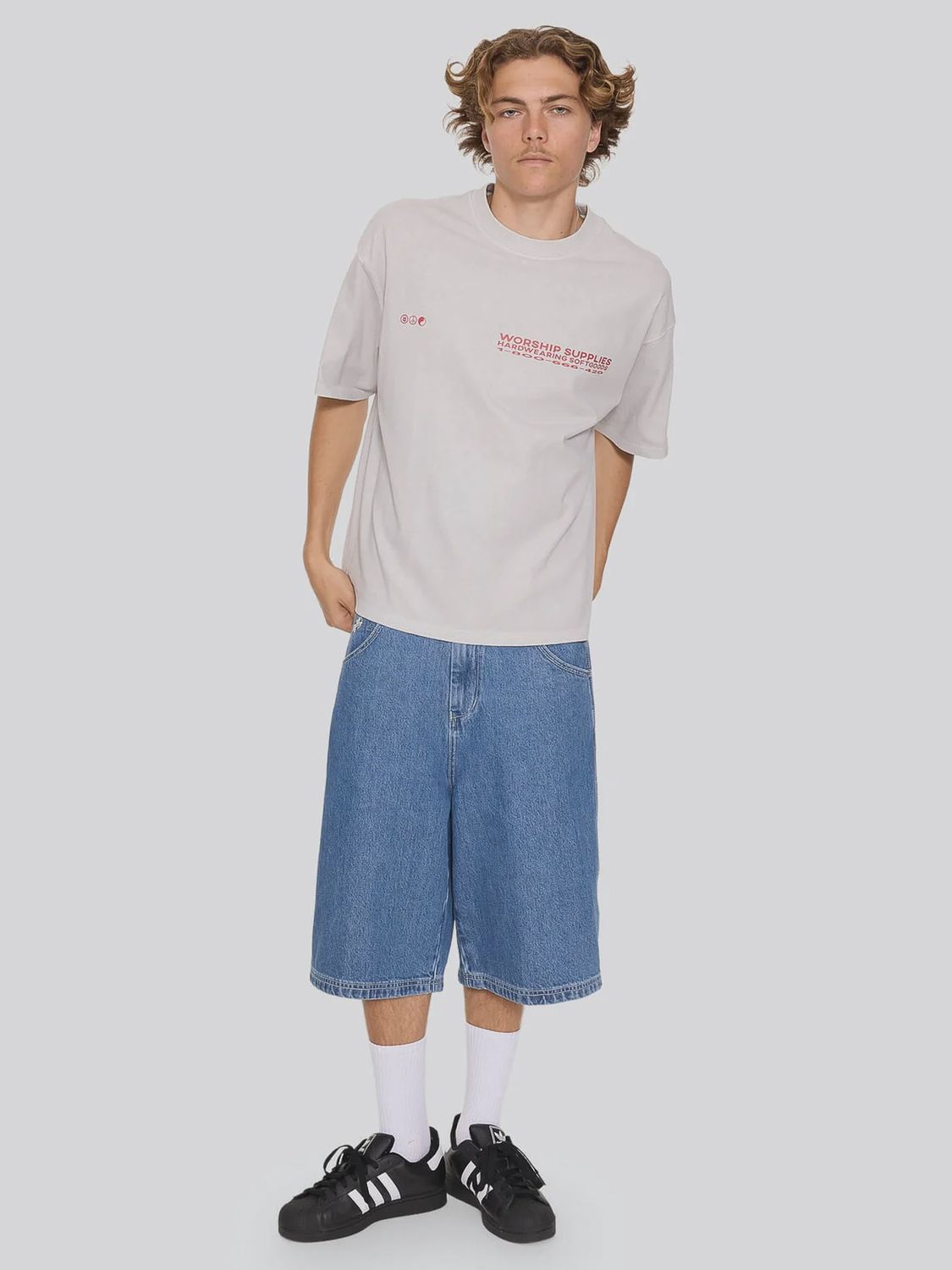 WORSHIP MENS DATA POINT BOX CROP TEE - VAPOUR GREY