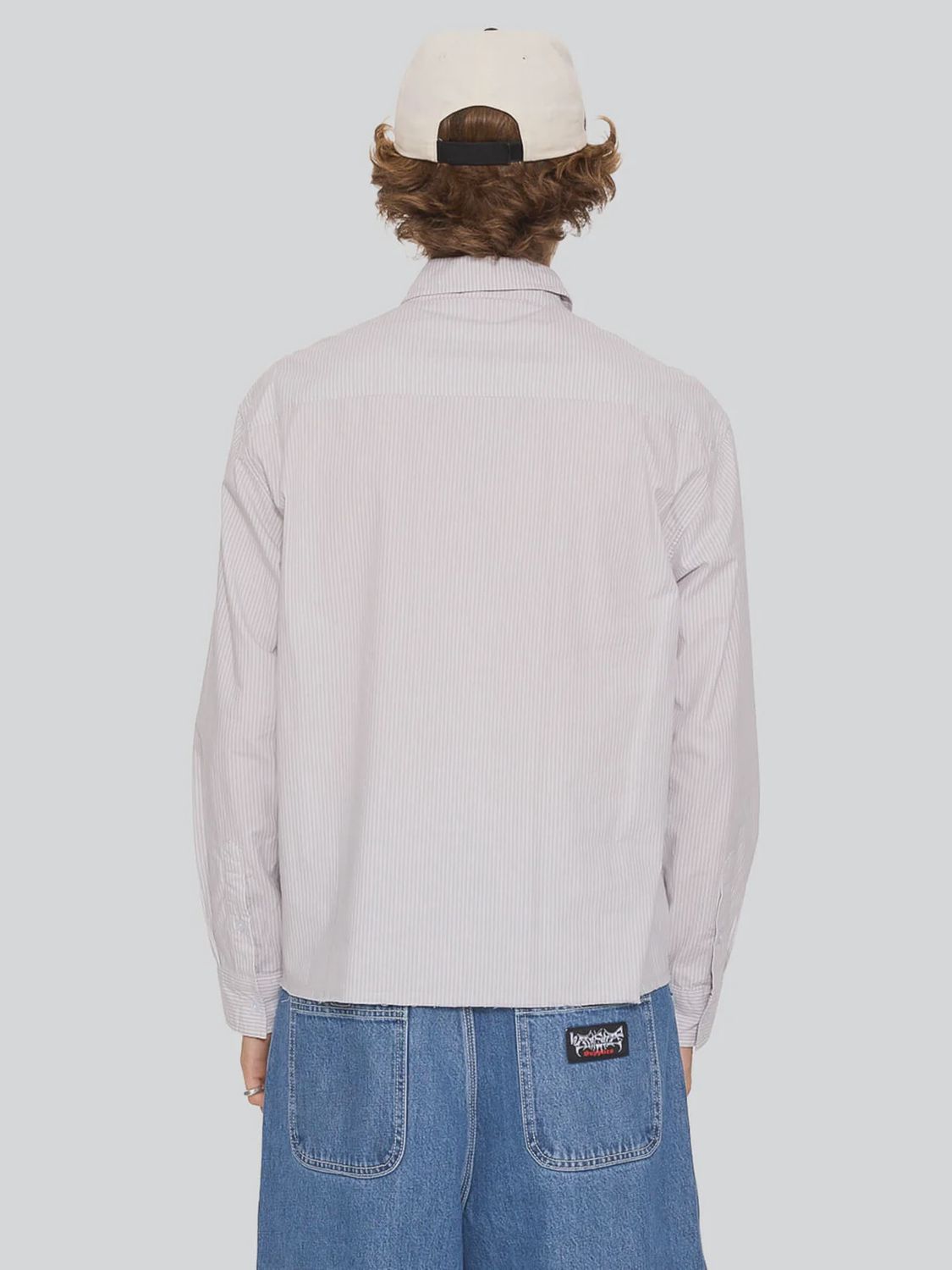WORSHIP MENS DATA POINT CROP LONG SLEEVE SHIRT - VAPOUR GREY