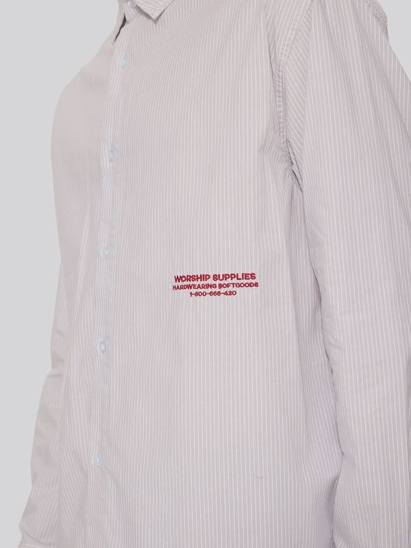 WORSHIP MENS DATA POINT CROP LONG SLEEVE SHIRT - VAPOUR GREY
