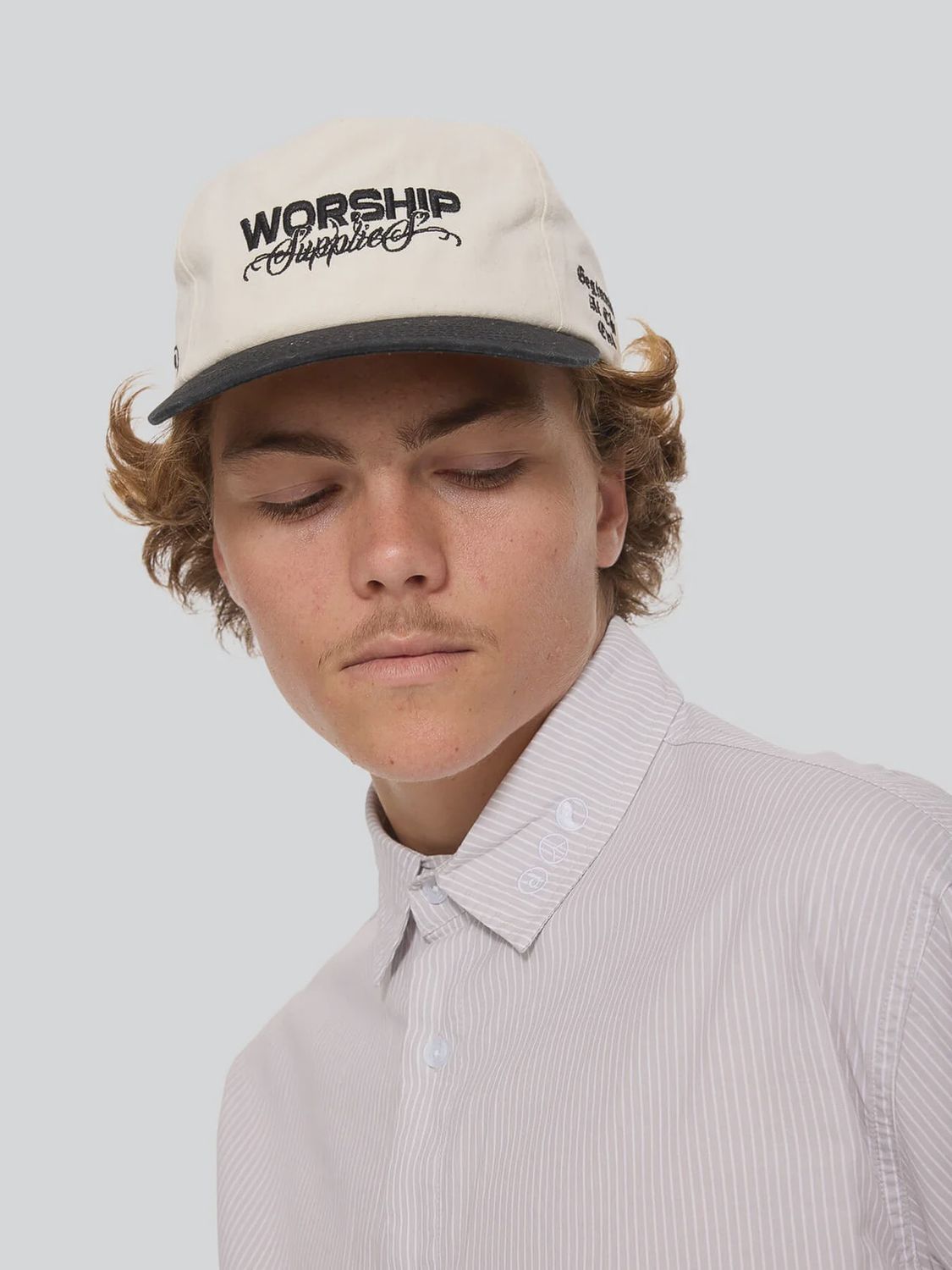 WORSHIP MENS DATA POINT CROP LONG SLEEVE SHIRT - VAPOUR GREY