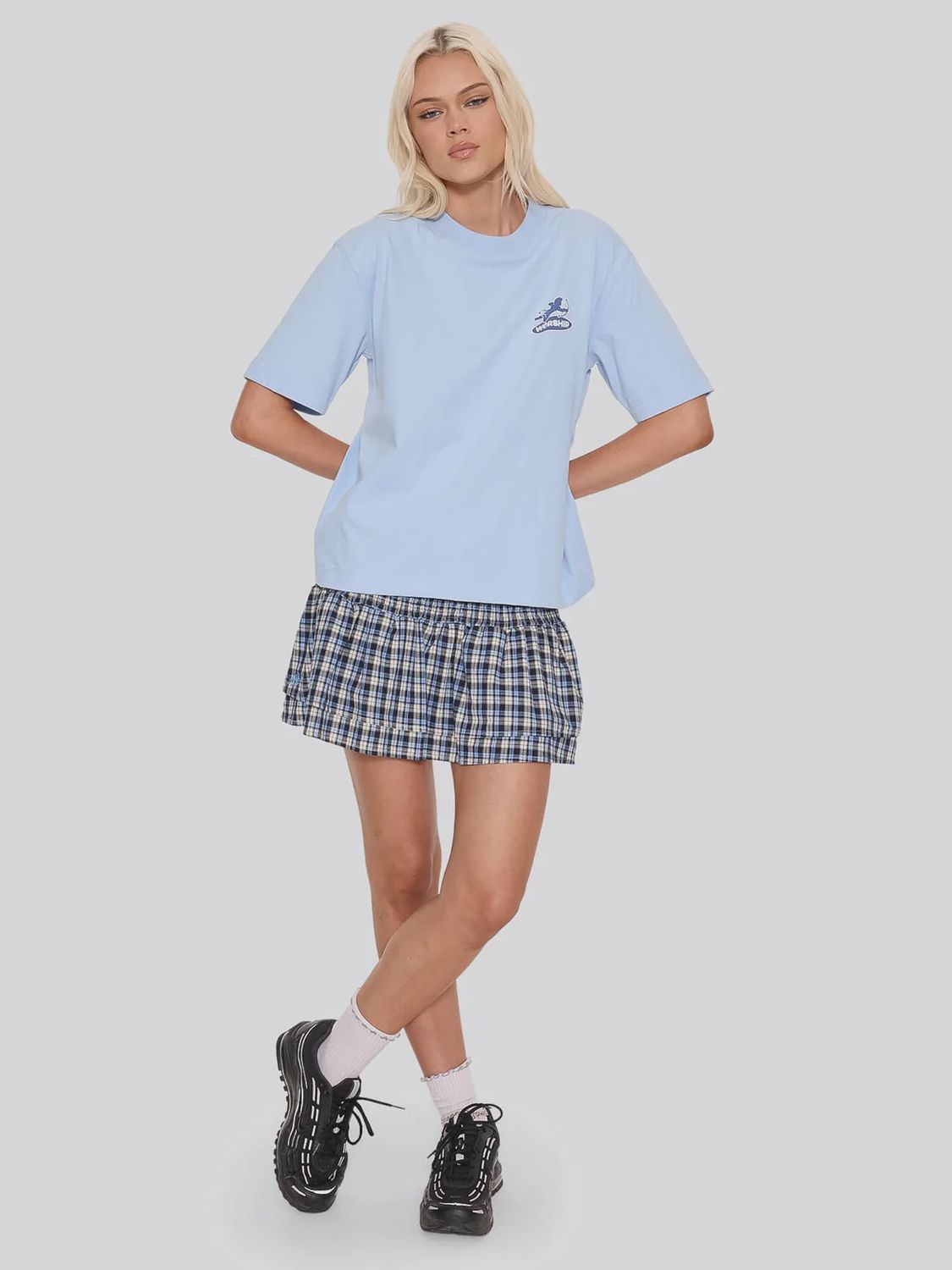 WORSHIP WOMENS SHADOW CHERUB REGULAR FIT TEE - DREAM BLUE
