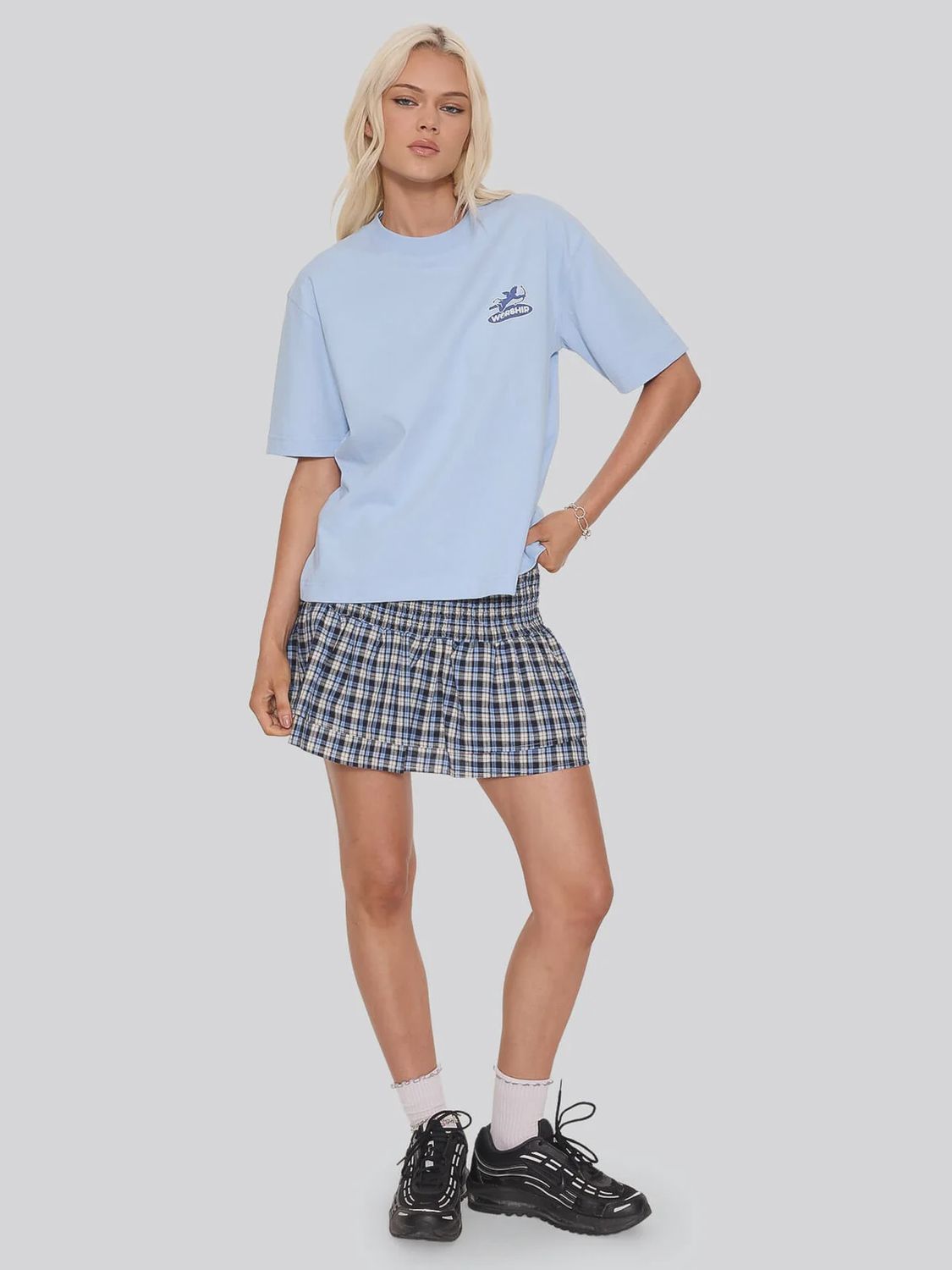 WORSHIP WOMENS SHADOW CHERUB REGULAR FIT TEE - DREAM BLUE