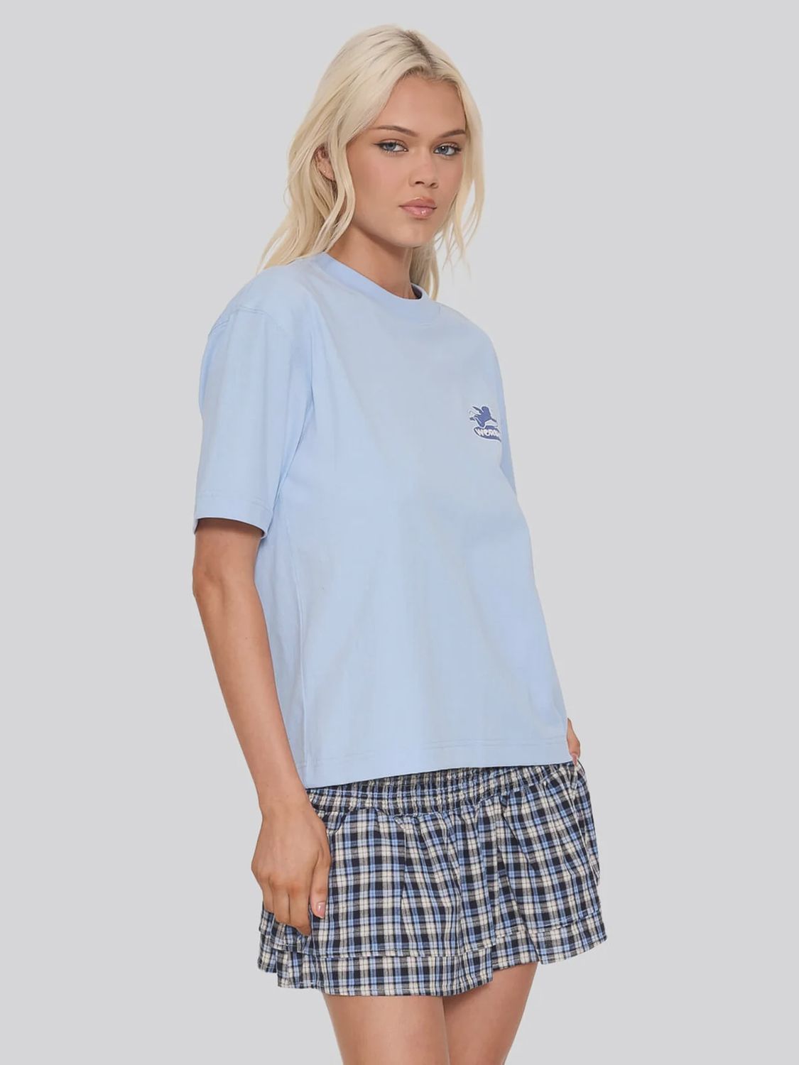 WORSHIP WOMENS SHADOW CHERUB REGULAR FIT TEE - DREAM BLUE