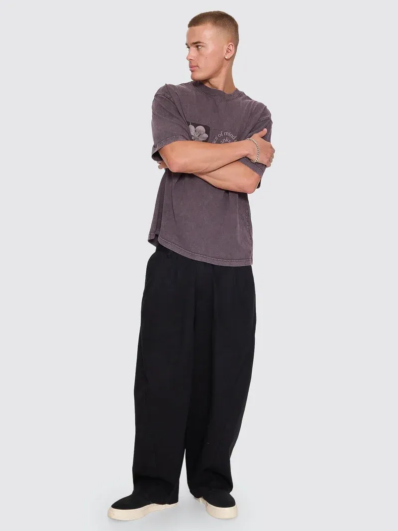 THRILLS MENS NATURAL OCCURENCE OVERSIZE BOX CROP TEE - PURPLE BLACK MARBLE