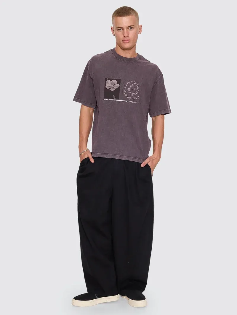 THRILLS MENS NATURAL OCCURENCE OVERSIZE BOX CROP TEE - PURPLE BLACK MARBLE