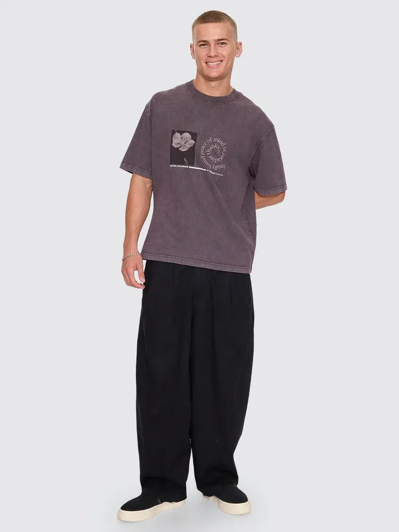 THRILLS MENS NATURAL OCCURENCE OVERSIZE BOX CROP TEE - PURPLE BLACK MARBLE