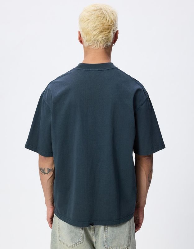 THRILLS MENS STAGGER OVERSIZE BOX CROP TEE - PETROL