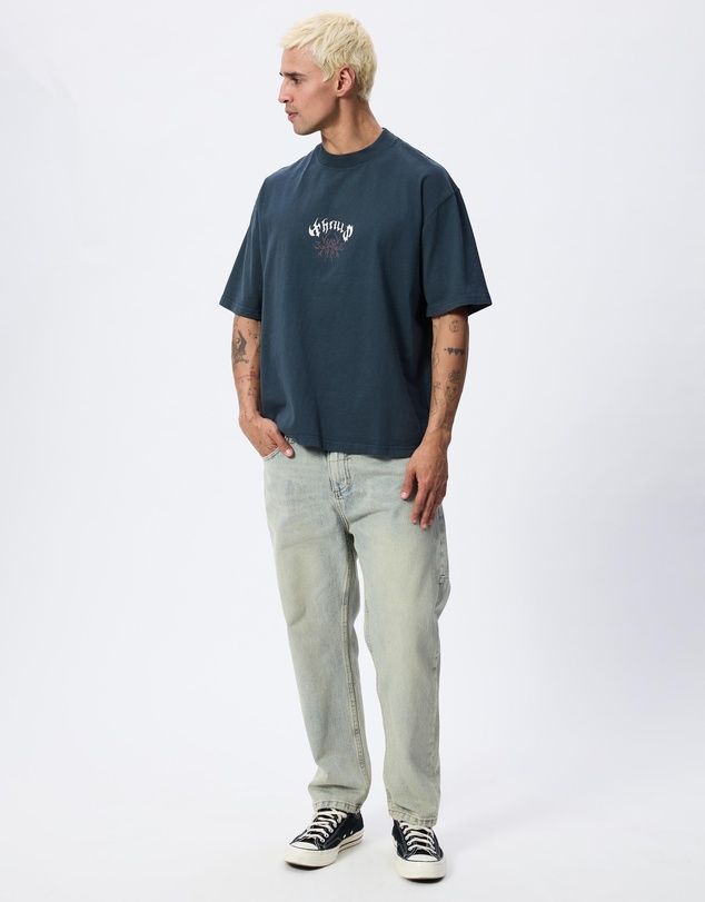 THRILLS MENS STAGGER OVERSIZE BOX CROP TEE - PETROL