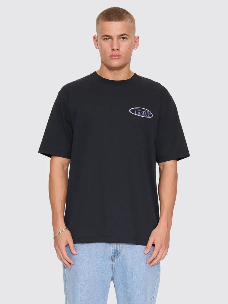 THRILLS MENS VAL FOR THE WIN OVERSIZE TEE - FADED BLACK